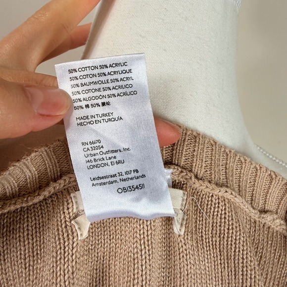 Anthropologie Cable Knit Cropped Sweater Bolero Arms Tan XS - Picture 5 of 8